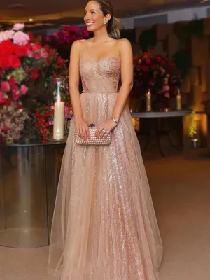 Sparkly A-line One Shoulder Tulle Prom Dress, WGP266