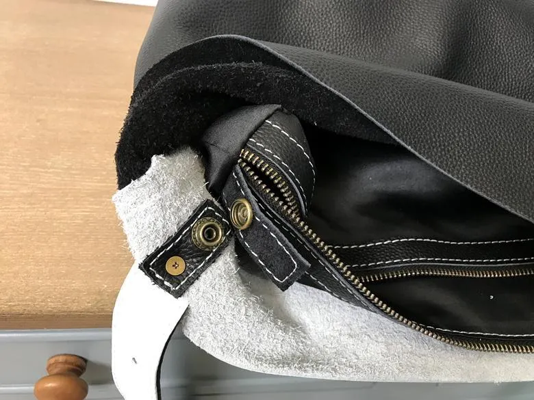 Stylish White Black Leather Tote Bag Shoulder Tote Bag Crossbody Tote Purse For Women
