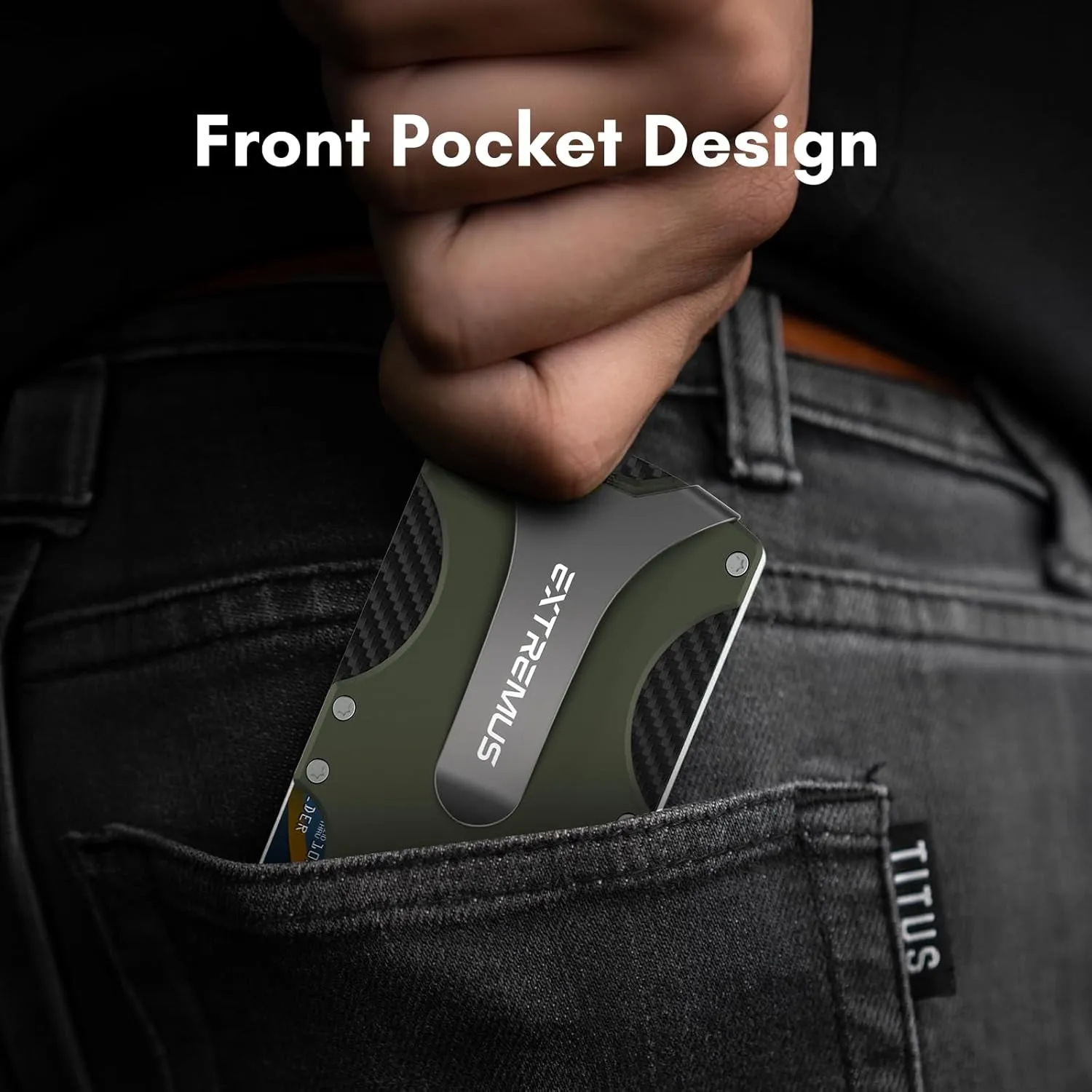 Tactical Wallet for Men with Money Clip, Minimalist Front Pocket Wallet, Green