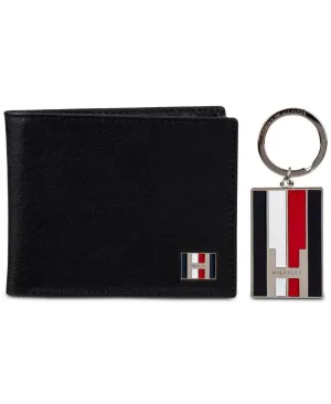 Tommy Hilfiger Men's Genuine Leather Wallet with Key Fob Set 31TL330081
