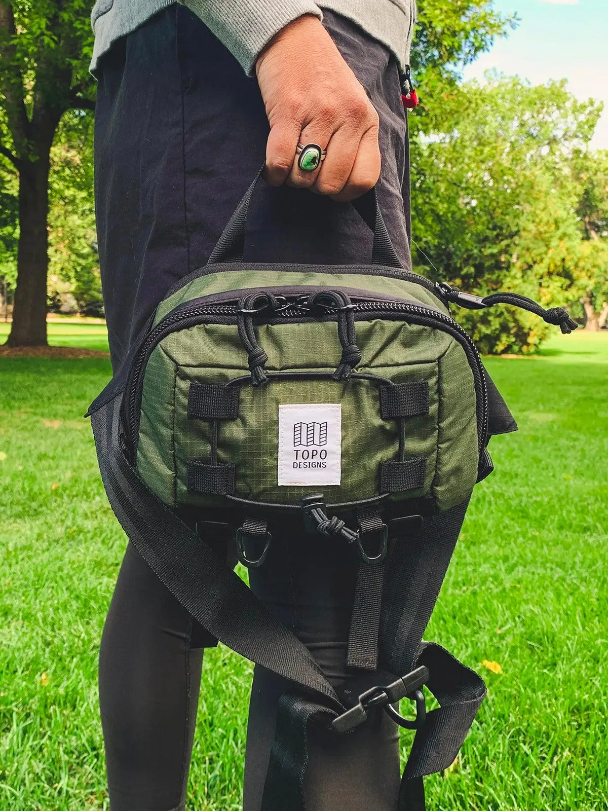 Topo Designs Mountain Hip Pack Khaki Pond Blue