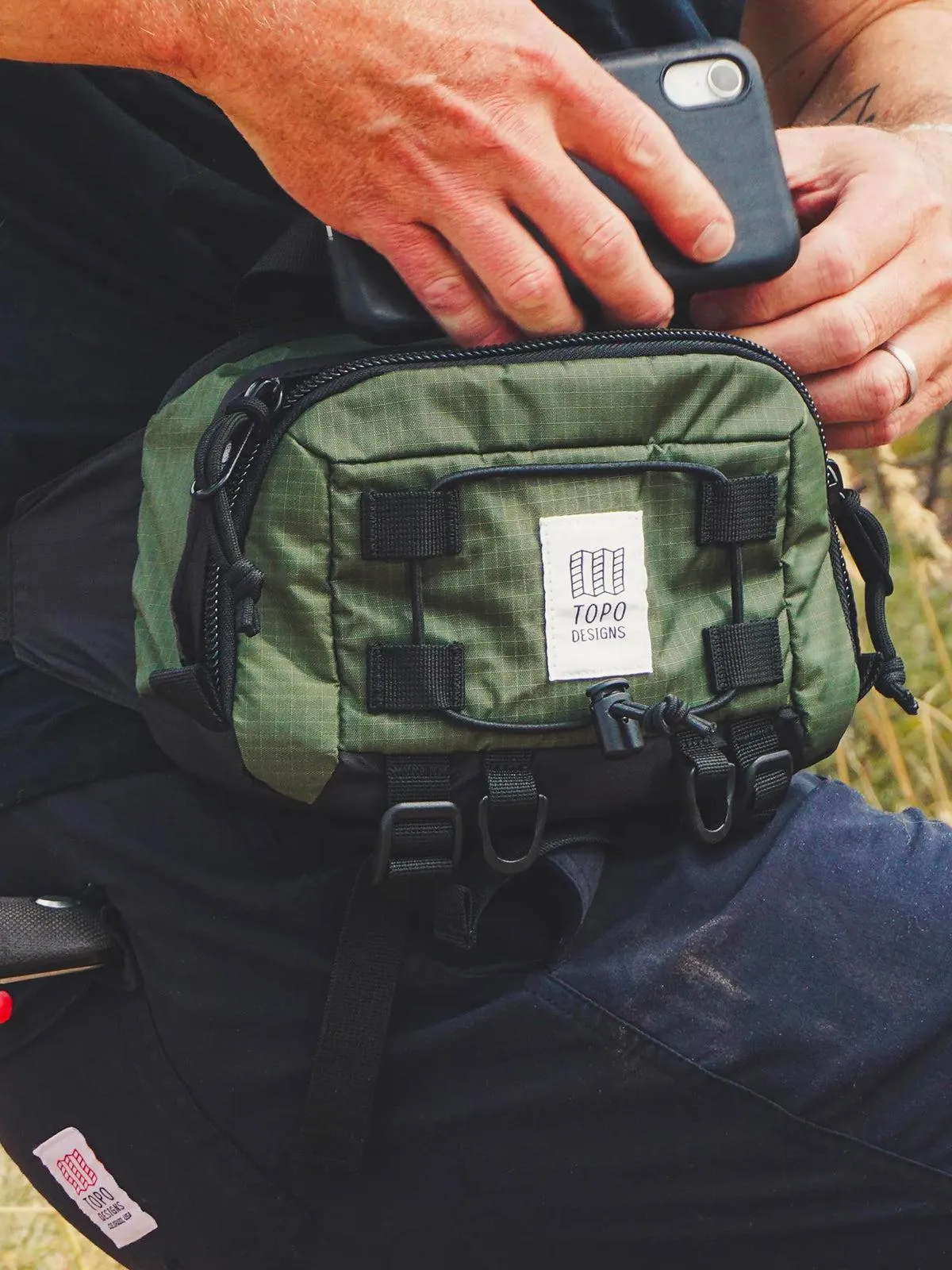 Topo Designs Mountain Hip Pack Khaki Pond Blue