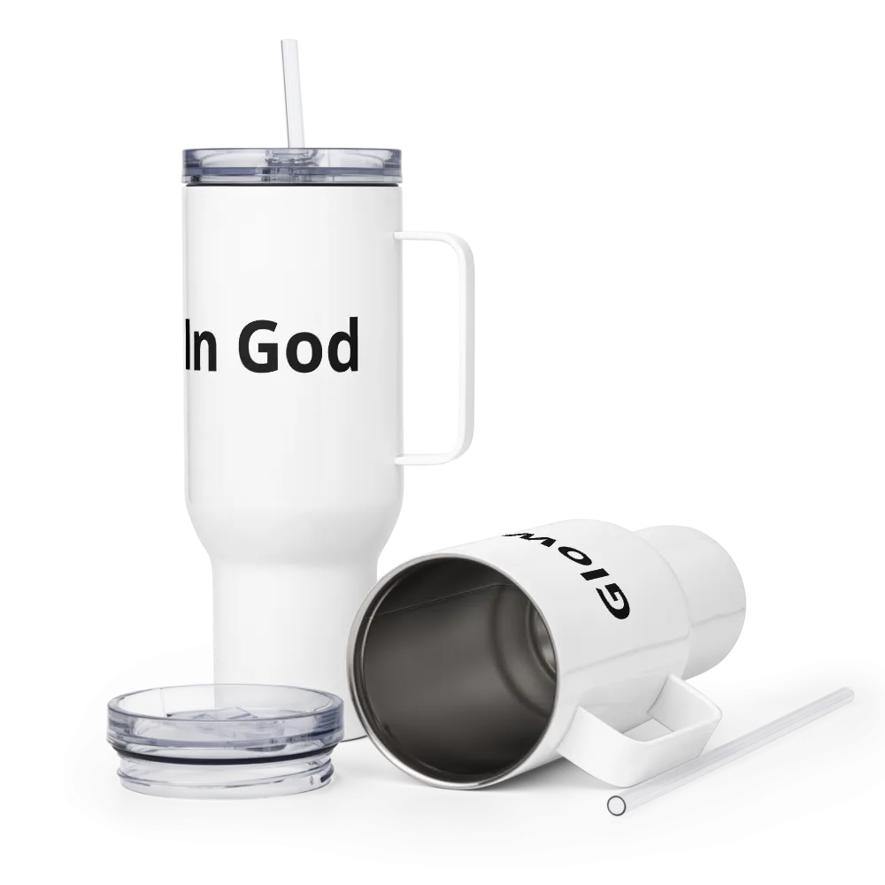Travel mug with a handle - Glowing In God