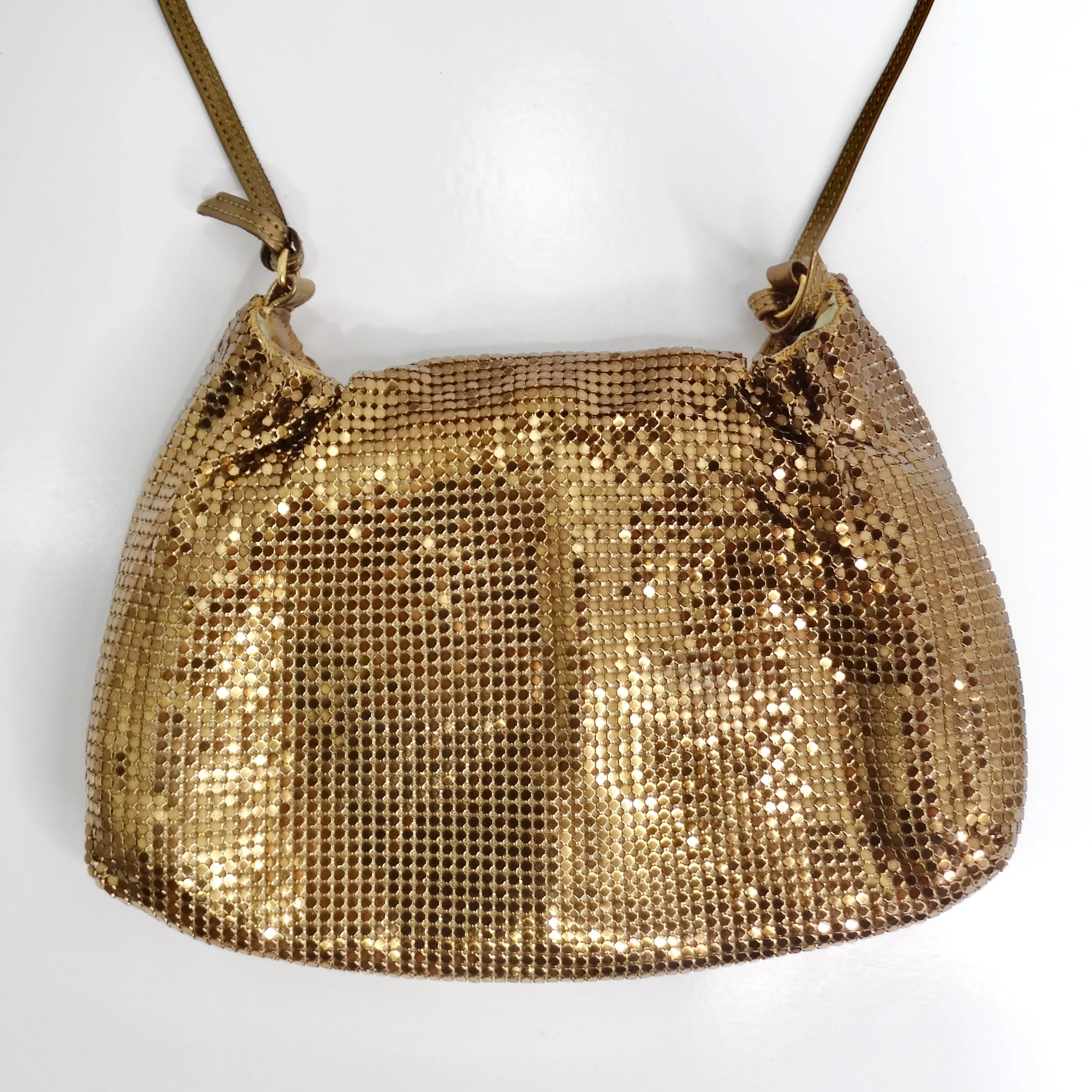Whiting & Davis Gold Tone Chain Mail Crossbody Bag