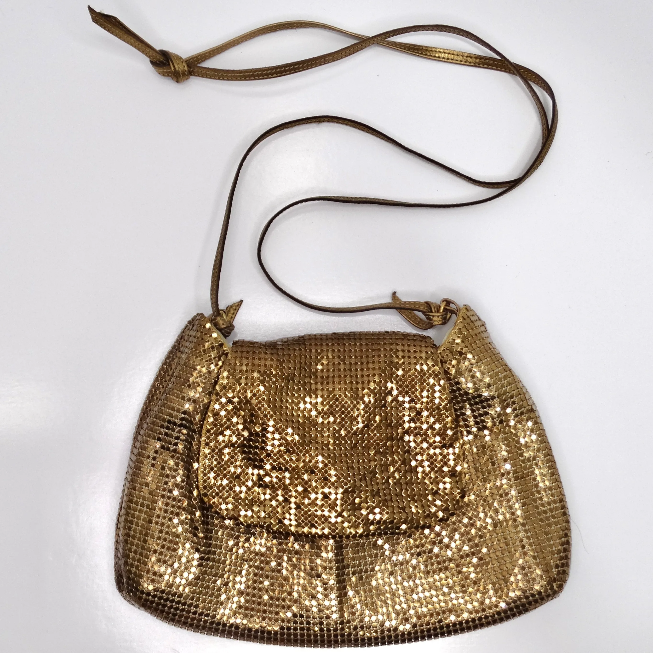 Whiting & Davis Gold Tone Chain Mail Crossbody Bag