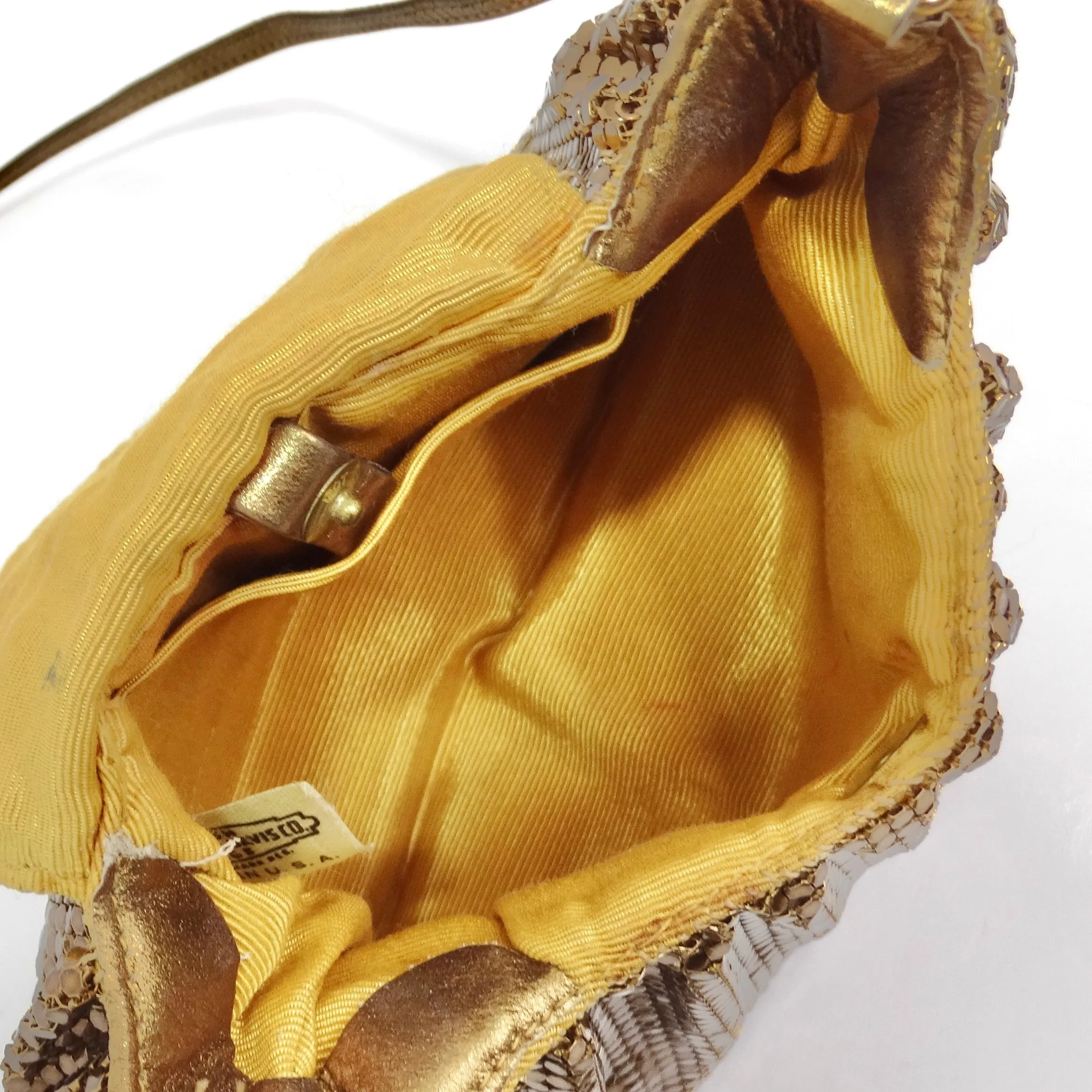 Whiting & Davis Gold Tone Chain Mail Crossbody Bag