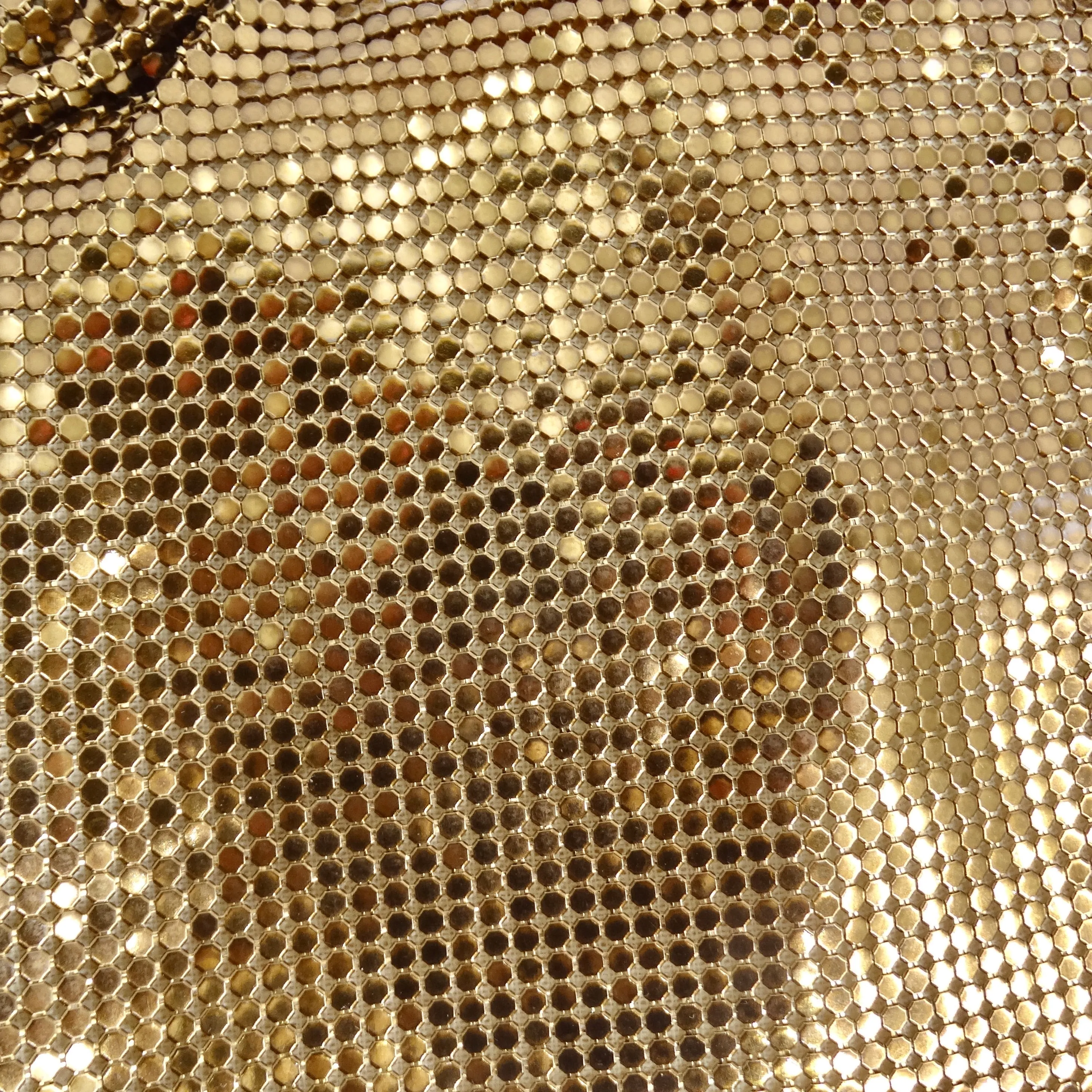 Whiting & Davis Gold Tone Chain Mail Crossbody Bag