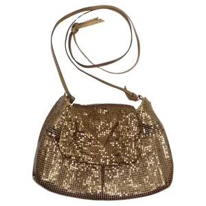 Whiting & Davis Gold Tone Chain Mail Crossbody Bag