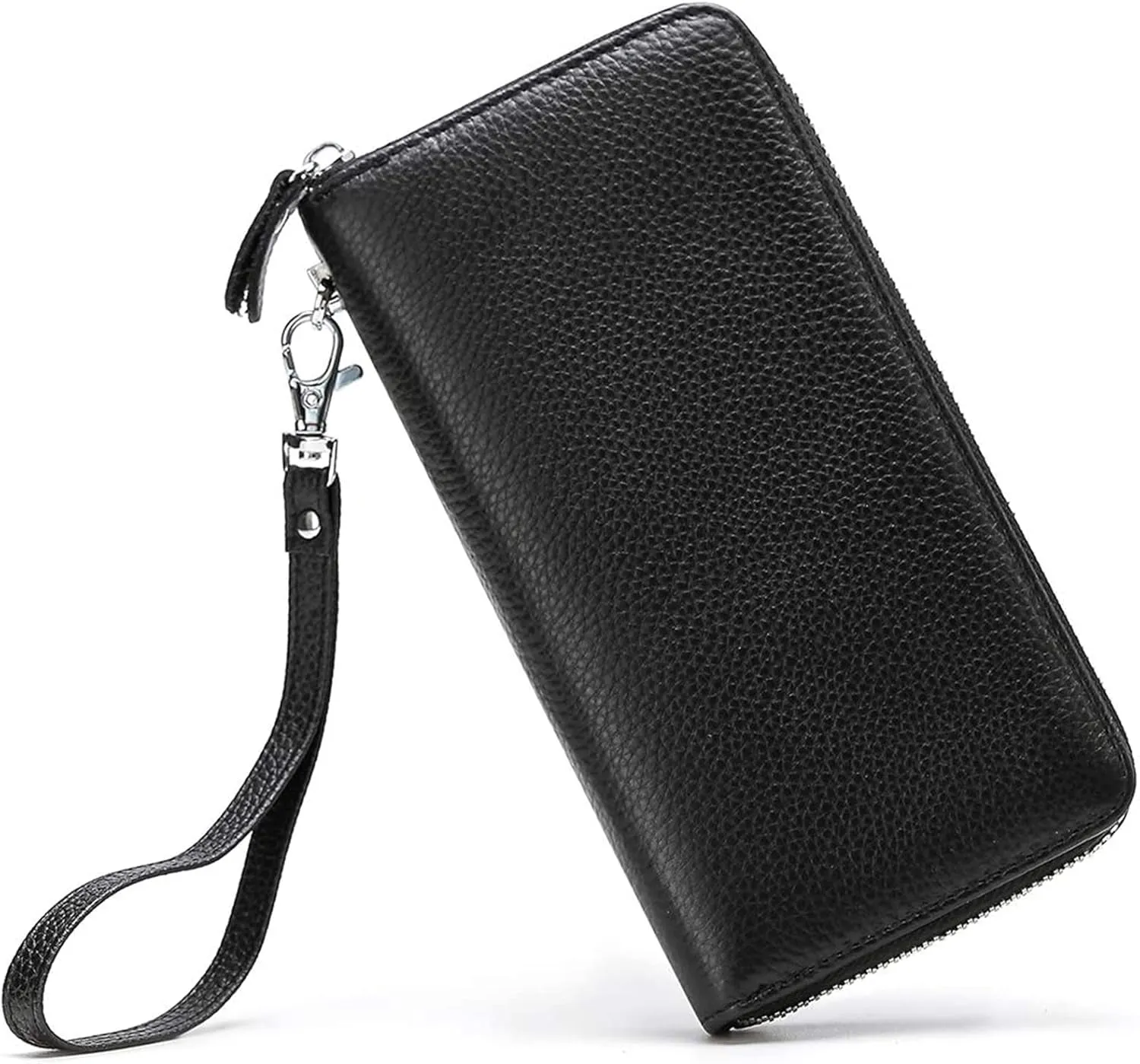 Womens RFID Blocking Genuine Leather Clutch, Wristlet Wallet for Travel
